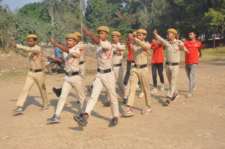NAFS Jabalpur cadets in physical training drill