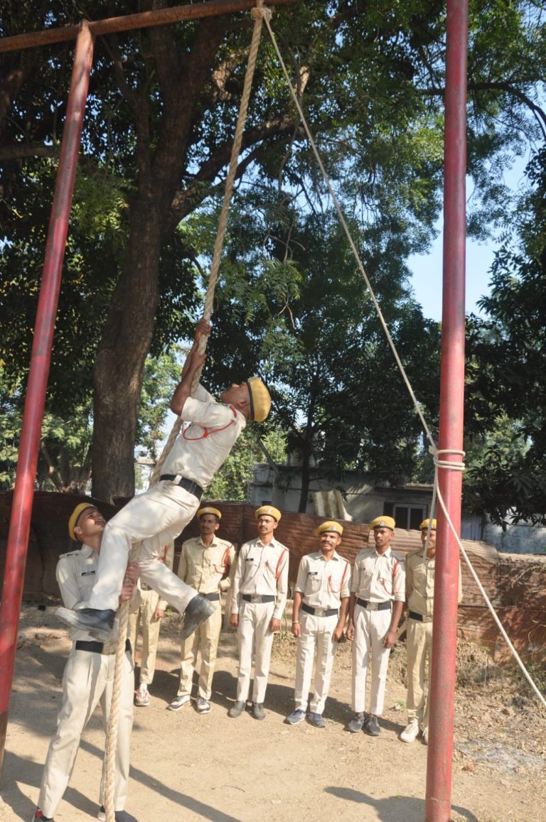 NAFS Jabalpur cadet in rope climbing drill