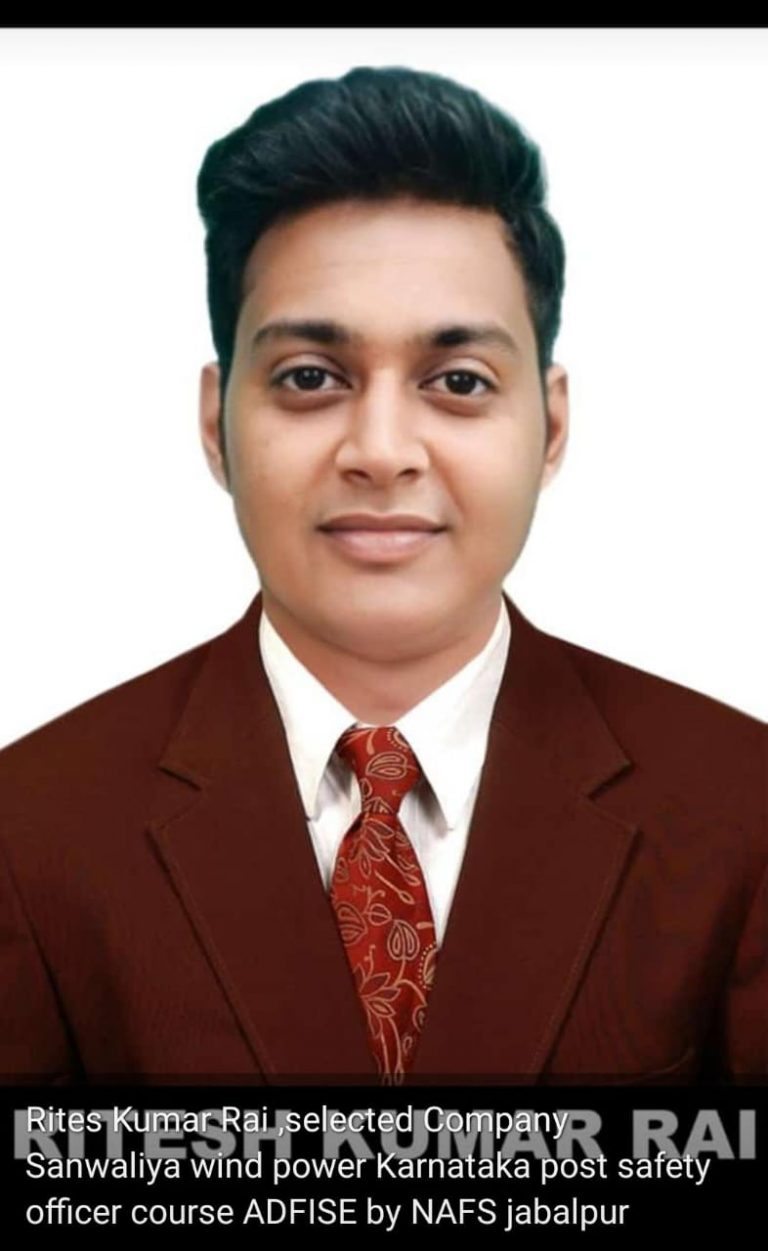 Ritesh Kumar Rai – NAFS Jabalpur placed student, Safety Officer at Sanwaliya Wind Power, Karnataka
